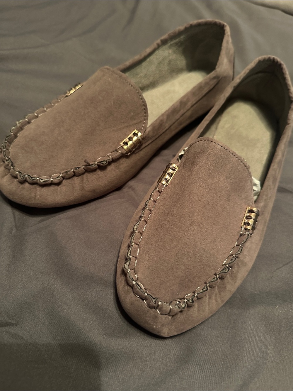 Women’s Suede Slip-On Loafers in Taupe